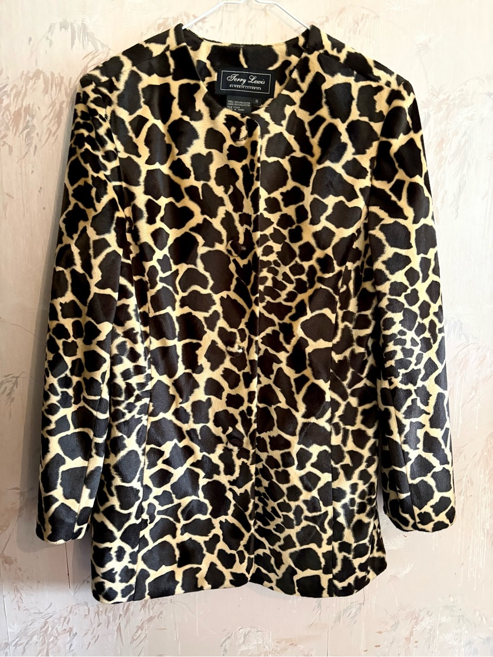 Vintage Terry Lewis Classic Luxuries Giraffe Faux Fur Jacket - Size S